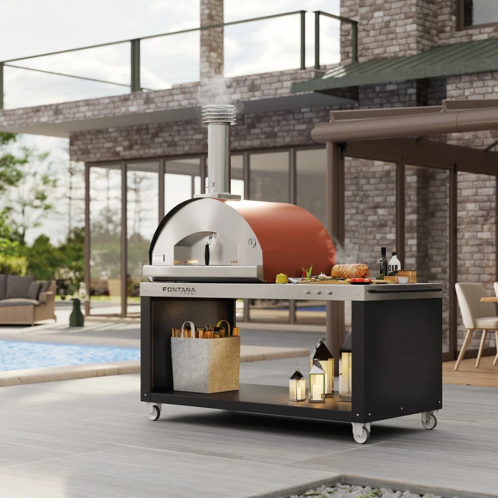 Fontana Margherita Wood-Fired Oven in Rosso - Image 8