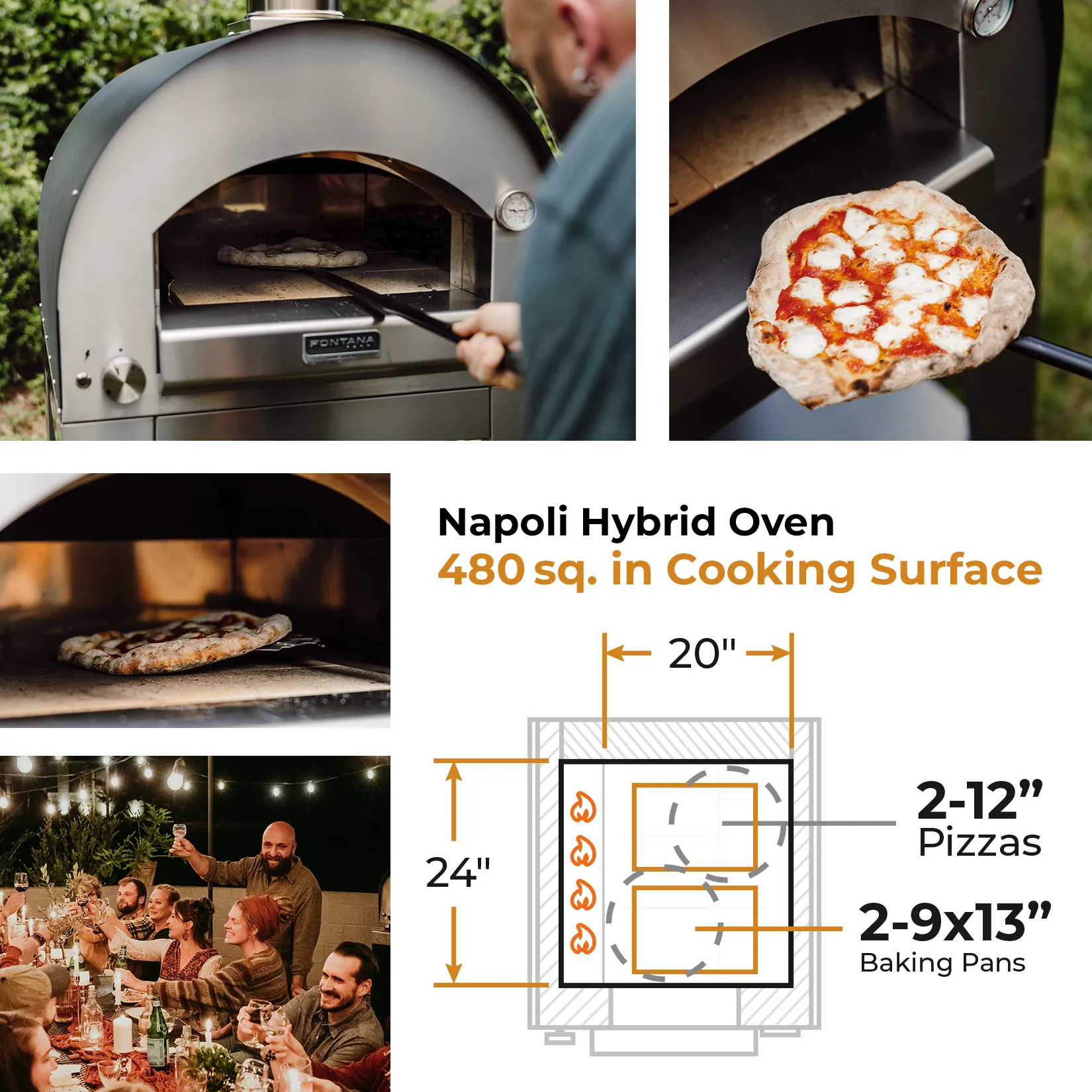 Fontana Margherita Hybrid Gas & Wood Oven in Anthracite - Image 2