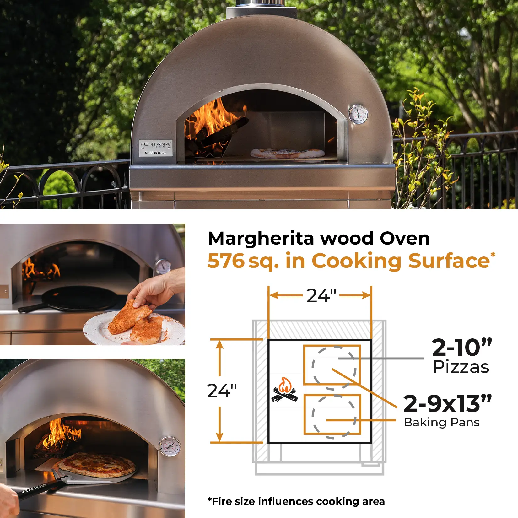 Fontana Margherita Wood-Fired Oven in Rosso - Image 2