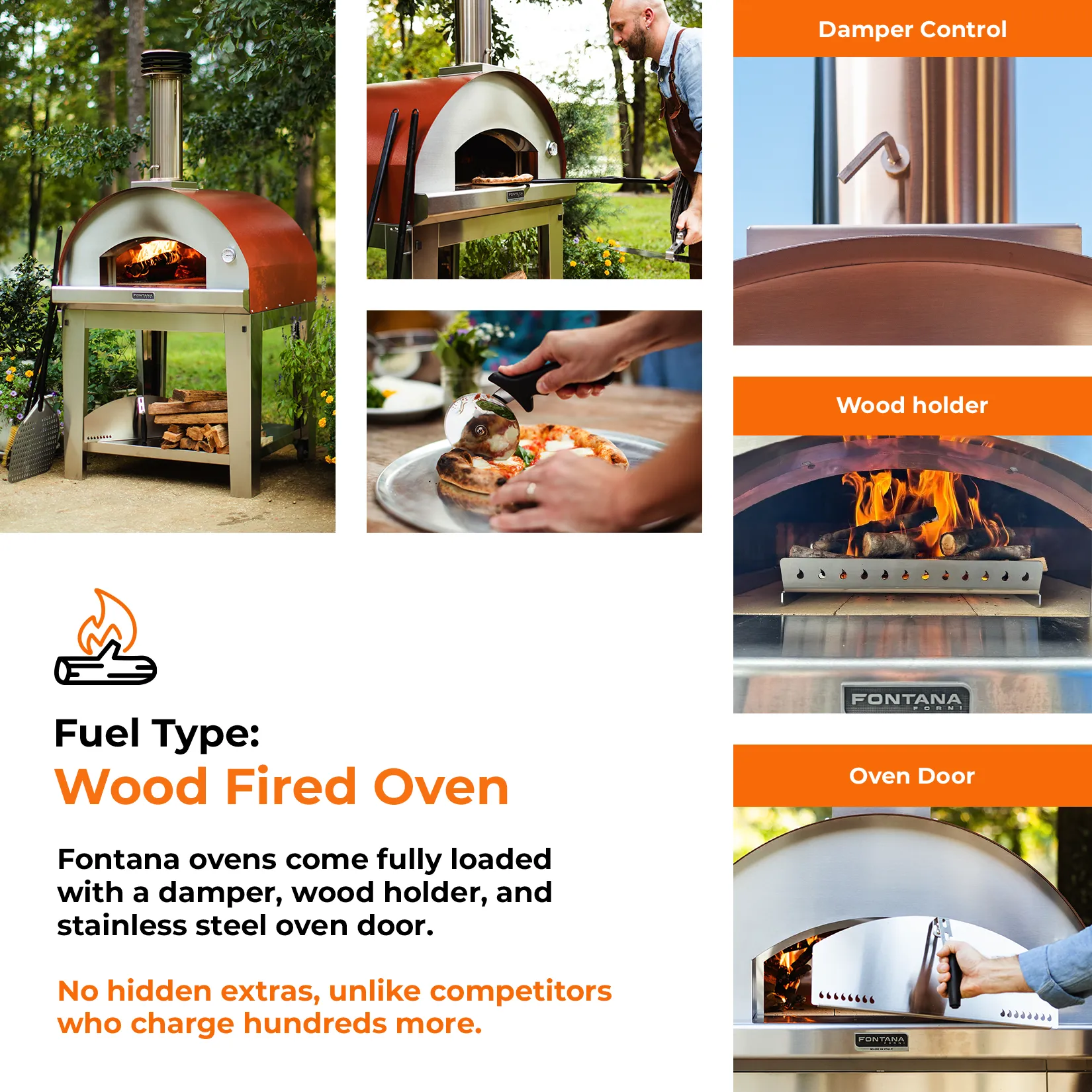 Fontana Margherita Wood-Fired Oven in Rosso - Image 3