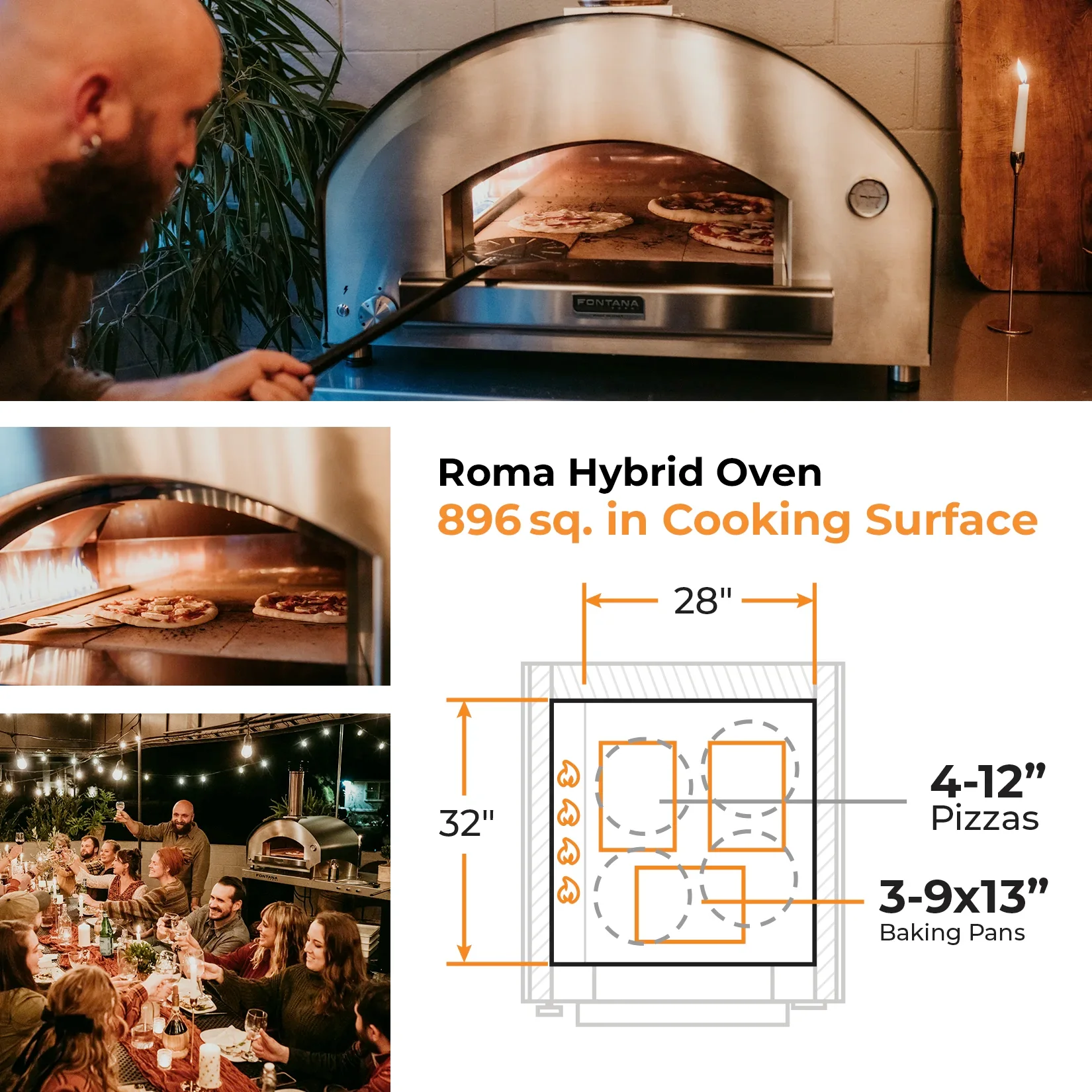 Fontana Marinara Hybrid Gas & Wood in Anthracite - Image 2