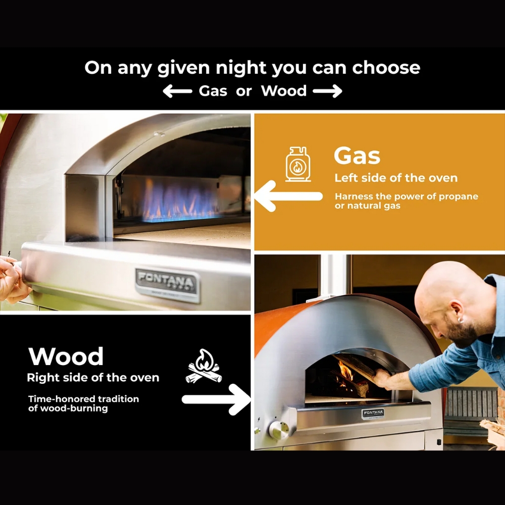 Fontana Margherita Hybrid Gas & Wood Oven in Rosso - Image 3