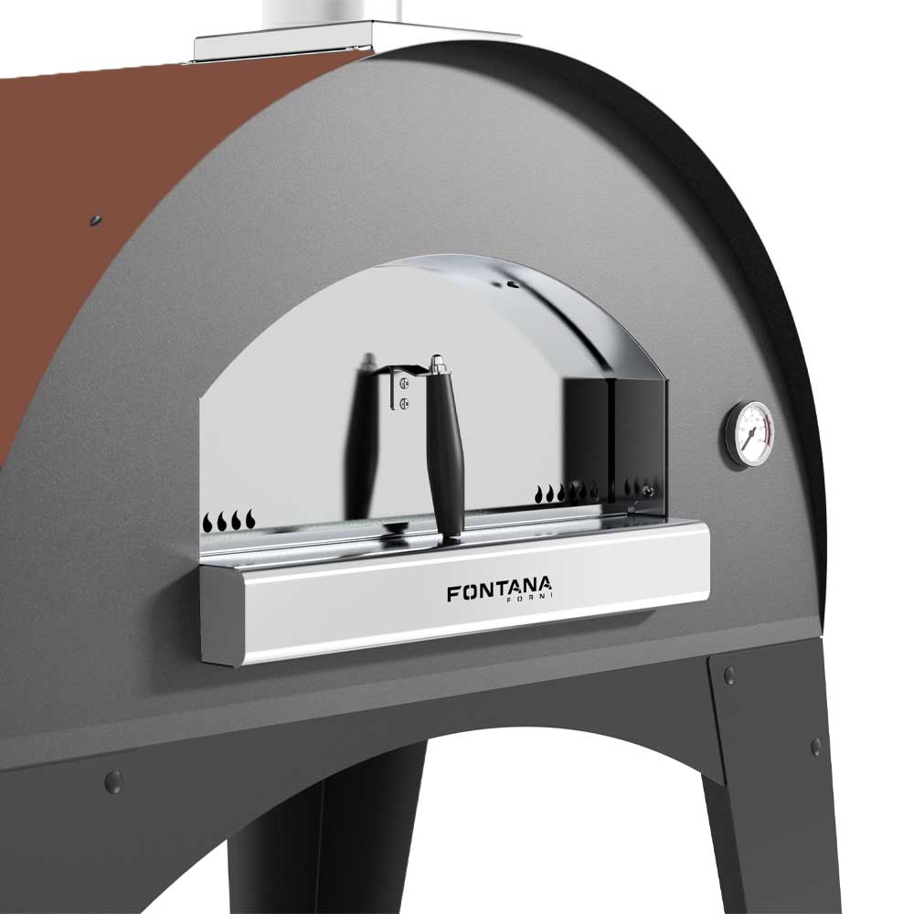 Fontana Lorenzo Rosso Wood Pizza Oven with Trolley - Image 6