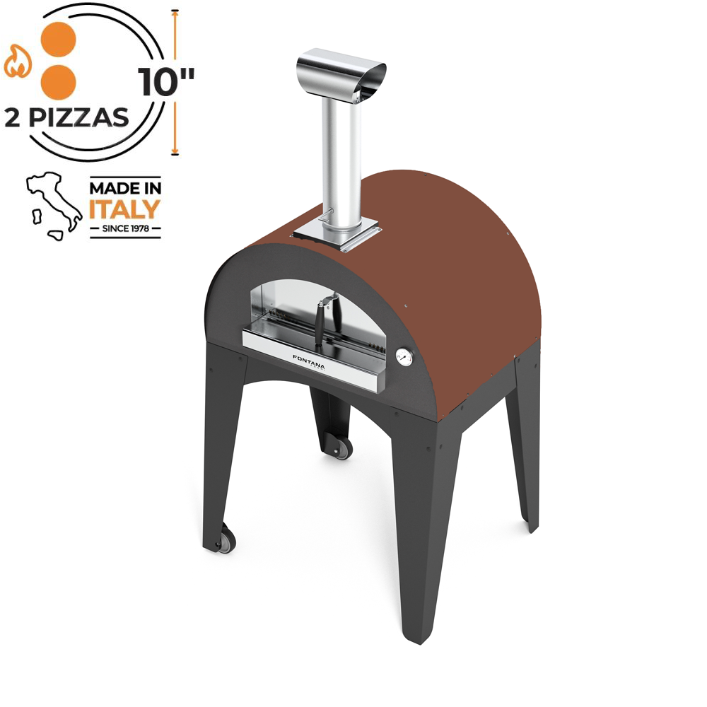 Fontana Lorenzo Rosso Wood Pizza Oven with Trolley - Image 5