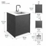 Fontana IGNES Sink MID 65 dimension sketch — 650 mm wide, 700 mm deep and 912.5 mm high