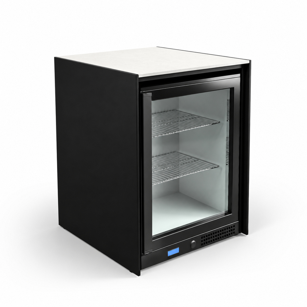 Black 9011 cabinet with White Boulevard worktop