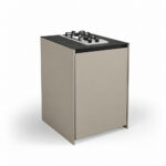 IGNES Side Burner Gas MID 65, Black Noir Avenue worktop, Taupe RAL 7032 cabinet, matte black handles