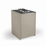 IGNES Side Burner Gas MID 65, Black Noir Avenue worktop, Taupe RAL 7032 cabinet, 304 stainless steel handles