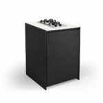 IGNES Side Burner Gas MID 65, White Boulevard worktop, Black RAL 9011 cabinet, matte black handles