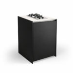 IGNES Side Burner Gas MID 65, White Boulevard worktop, Black RAL 9011 cabinet, 304 stainless steel handles
