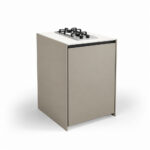 IGNES Side Burner Gas MID 65, White Boulevard worktop, Taupe RAL 7032 cabinet, matte black handles