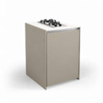 IGNES Side Burner Gas MID 65, White Boulevard worktop, Taupe RAL 7032 cabinet, 304 stainless steel handles