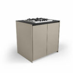 IGNES Side Burner Gas MAX 90, Black Noir Avenue worktop, Taupe RAL 7032 cabinet, matte black handles
