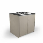 IGNES Side Burner Gas MAX 90, Black Noir Avenue worktop, Taupe RAL 7032 cabinet, 304 stainless steel handles