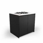 IGNES Side Burner Gas MAX 90, White Boulevard worktop, Black RAL 9011 cabinet, matte black handles