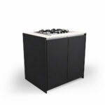 IGNES Side Burner Gas MAX 90, White Boulevard worktop, Black RAL 9011 cabinet, 304 stainless steel handles