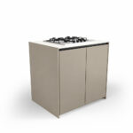 IGNES Side Burner Gas MAX 90, White Boulevard worktop, Taupe RAL 7032 cabinet, matte black handles