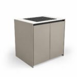 IGNES Induction Hob MAX 90 four-zone, Taupe RAL7032 cabinet, White Boulevard worktop, matte black handle