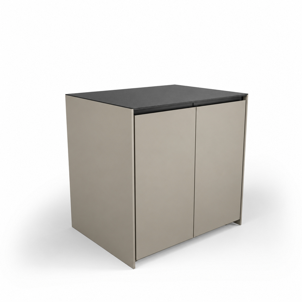 IGNES Door Storage 120 cm, black worktop, taupe cabinet, black handle