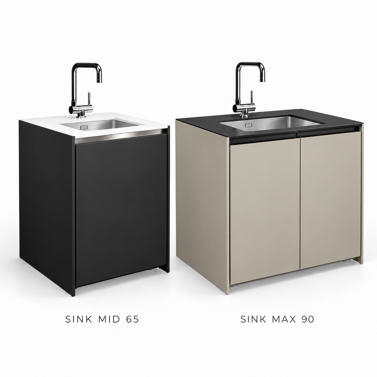 Fontana IGNES MID 65 and MAX 90 outdoor kitchen sink cabinets